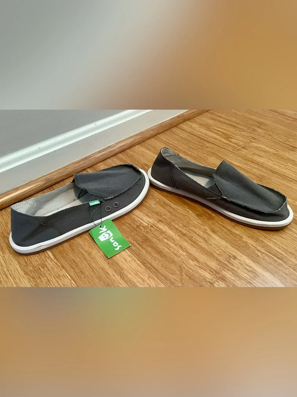 Brand new Sanuk Charcoal Canvas Slip-On Sneakers